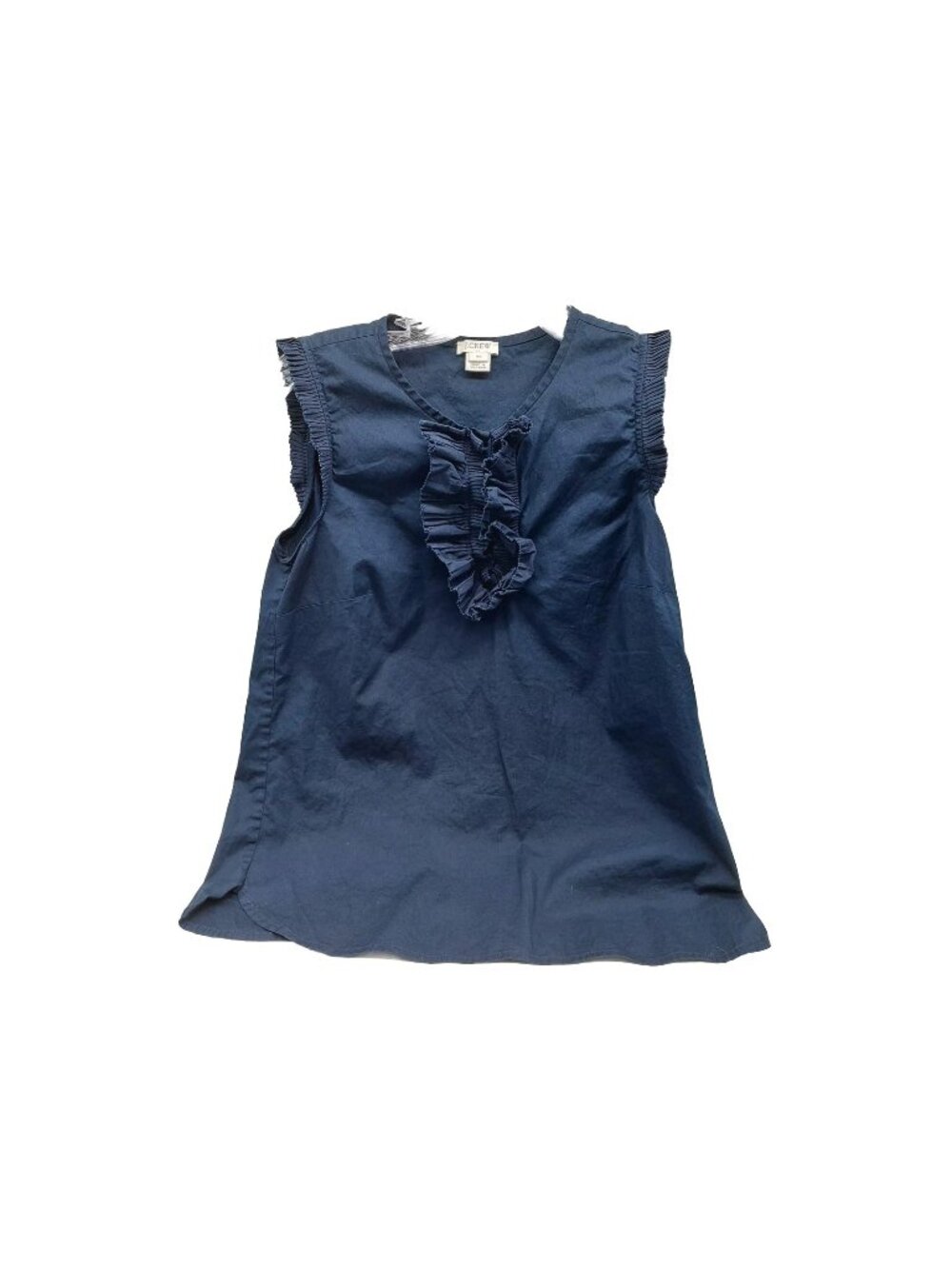 J. Crew Navy Blue Ruffle Tank Top Size 00 Sleeveless Blouse J Crew